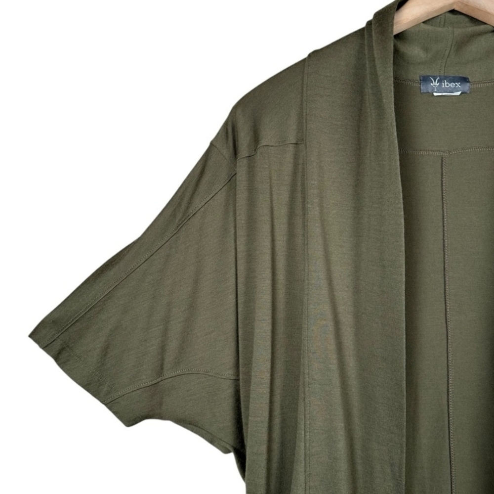 Ibex Merino Wool Cardigan in Olive - Picture 4 of 6